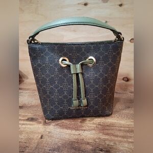Nanette Lepore Monogram Bucket Bag Brown/Olive Green